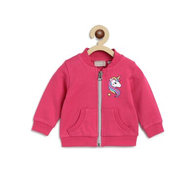 Girls Dark Pink Front Open Fleece Cardigan